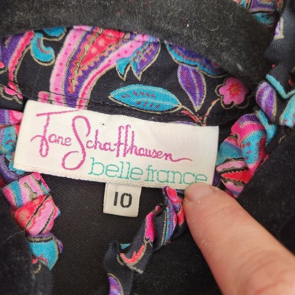 Jane Schaffhausen belle france dress Women's 10 Velvet‎ Black - Picture 7 of 12